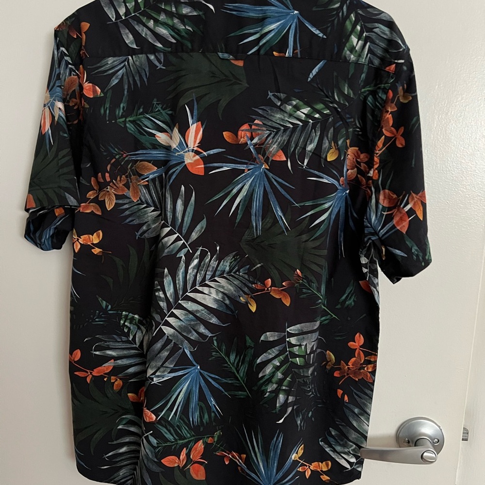 Denim & Flower Black Tropical Print Shirt